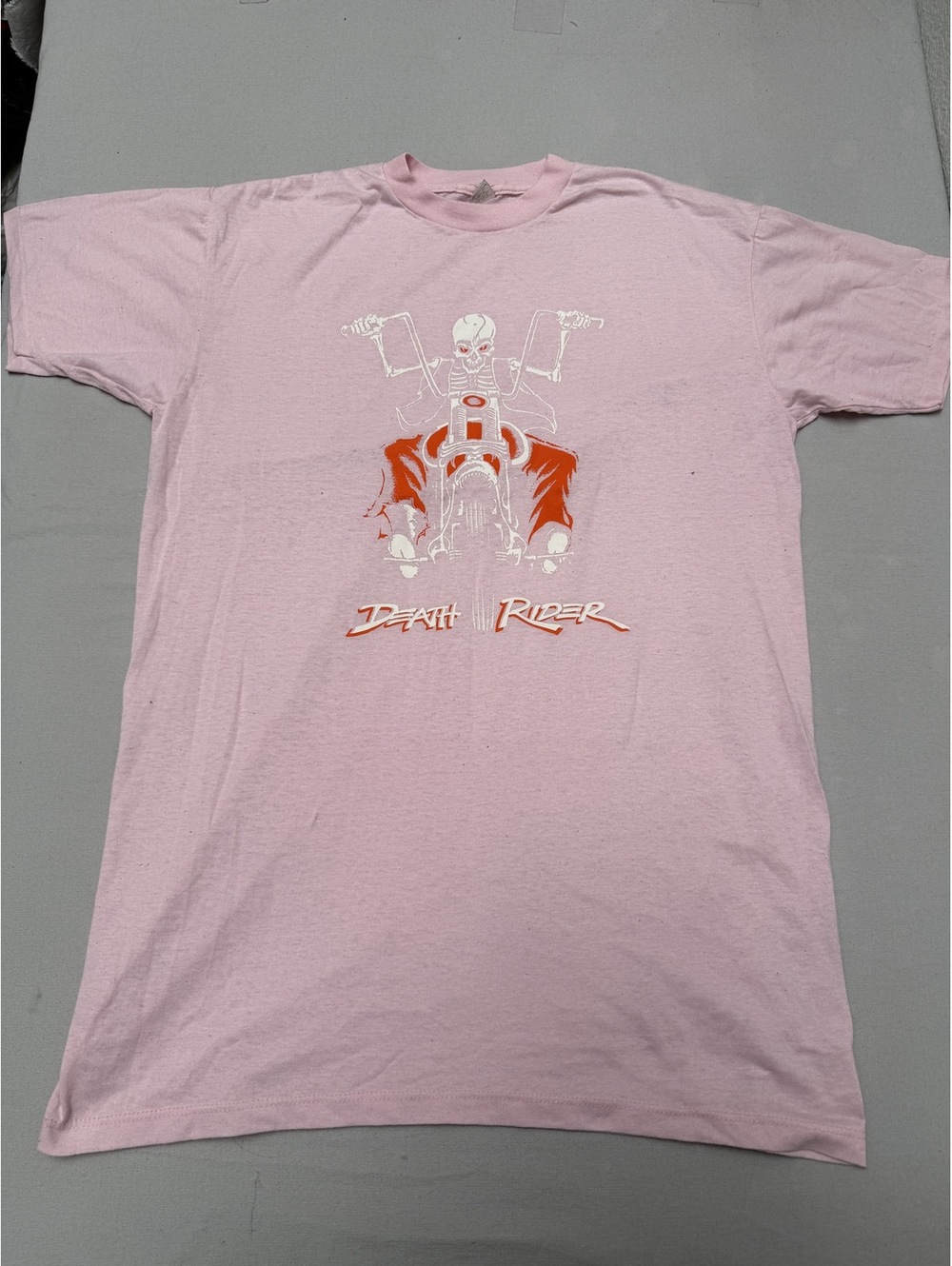 Vintage Death Rider Biker Shirt Pink Skeleton Ape Hangers XL